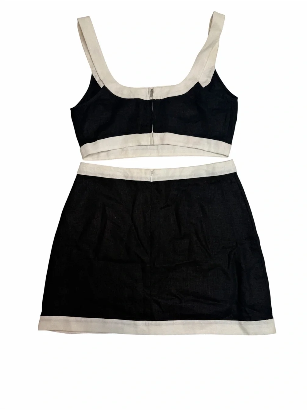 Reformation Robbie Linen Two Piece Black White Linen Set Size 6